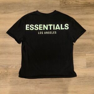 Fear of God Essentials LA Logo Black T-Shirt Reflective Graphic Size M